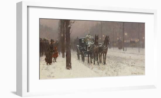 Street Scene with Hansom Cab, 1887-Frederick Childe Hassam-Framed Premium Giclee Print