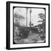 Street Scene with Horse-Drawn Tram, Pernambuco, Brazil, Late 19th or Early 20th Century-null-Framed Photographic Print