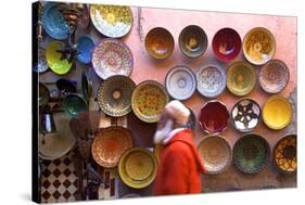 Street Scene with Moroccan Ceramics, Marrakech, Morocco, North Africa, Africa-Neil Farrin-Stretched Canvas