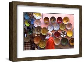 Street Scene with Moroccan Ceramics, Marrakech, Morocco, North Africa, Africa-Neil Farrin-Framed Photographic Print