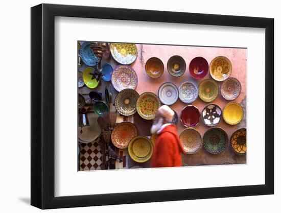 Street Scene with Moroccan Ceramics, Marrakech, Morocco, North Africa, Africa-Neil Farrin-Framed Photographic Print