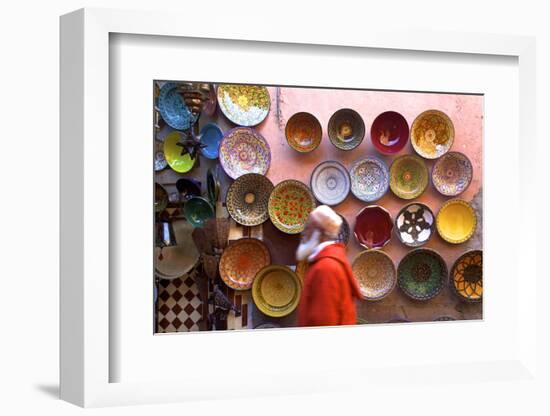 Street Scene with Moroccan Ceramics, Marrakech, Morocco, North Africa, Africa-Neil Farrin-Framed Photographic Print