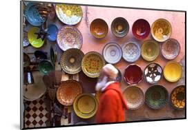 Street Scene with Moroccan Ceramics, Marrakech, Morocco, North Africa, Africa-Neil Farrin-Mounted Photographic Print