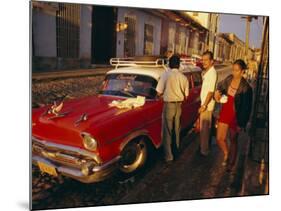 Street Scene with Old Car, Trinidad, Cuba, West Indies, Central America-Bruno Morandi-Mounted Photographic Print