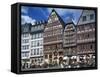 Street Scene with Pavement Cafes, Bars and Timbered Houses in the Romer Area of Frankfurt, Germany-Tovy Adina-Framed Stretched Canvas