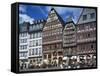 Street Scene with Pavement Cafes, Bars and Timbered Houses in the Romer Area of Frankfurt, Germany-Tovy Adina-Framed Stretched Canvas