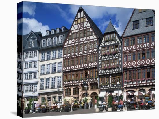 Street Scene with Pavement Cafes, Bars and Timbered Houses in the Romer Area of Frankfurt, Germany-Tovy Adina-Stretched Canvas