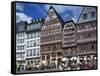 Street Scene with Pavement Cafes, Bars and Timbered Houses in the Romer Area of Frankfurt, Germany-Tovy Adina-Framed Stretched Canvas