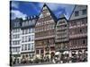 Street Scene with Pavement Cafes, Bars and Timbered Houses in the Romer Area of Frankfurt, Germany-Tovy Adina-Stretched Canvas