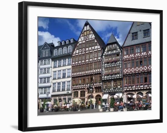 Street Scene with Pavement Cafes, Bars and Timbered Houses in the Romer Area of Frankfurt, Germany-Tovy Adina-Framed Photographic Print