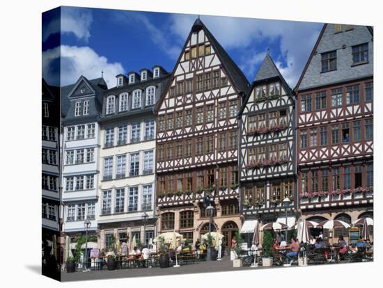 Street Scene with Pavement Cafes, Bars and Timbered Houses in the Romer Area of Frankfurt, Germany-Tovy Adina-Stretched Canvas