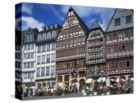 Street Scene with Pavement Cafes, Bars and Timbered Houses in the Romer Area of Frankfurt, Germany-Tovy Adina-Stretched Canvas