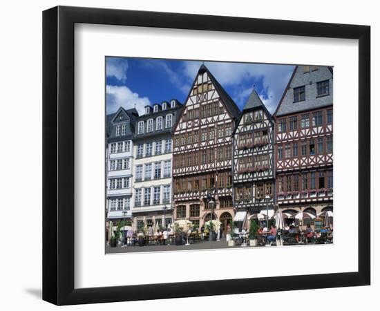 Street Scene with Pavement Cafes, Bars and Timbered Houses in the Romer Area of Frankfurt, Germany-Tovy Adina-Framed Photographic Print