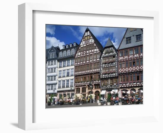 Street Scene with Pavement Cafes, Bars and Timbered Houses in the Romer Area of Frankfurt, Germany-Tovy Adina-Framed Photographic Print