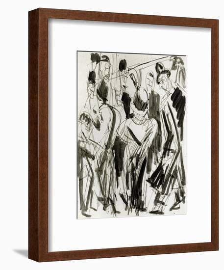 Street Scene with Small Fiddler-Ernst Ludwig Kirchner-Framed Art Print