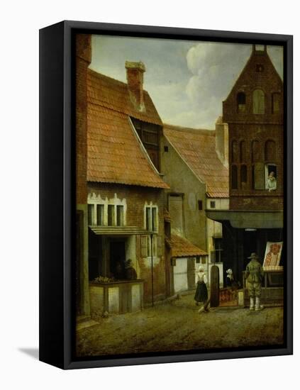 Street Scene-Jacobus Vrel-Framed Stretched Canvas