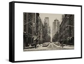 Street Scenes and Urban Landscape in Snowy Manhattan-Philippe Hugonnard-Framed Stretched Canvas