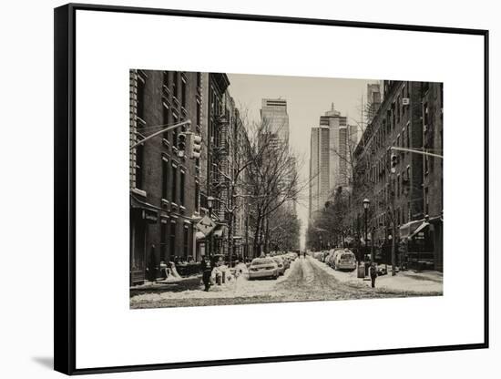 Street Scenes and Urban Landscape in Snowy Manhattan-Philippe Hugonnard-Framed Stretched Canvas