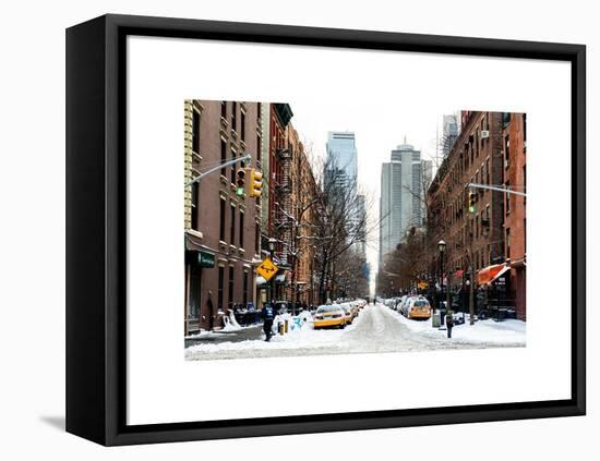 Street Scenes and Urban Landscape in Snowy Manhattan-Philippe Hugonnard-Framed Stretched Canvas