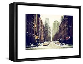 Street Scenes and Urban Landscape in Snowy Manhattan-Philippe Hugonnard-Framed Stretched Canvas