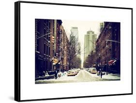 Street Scenes and Urban Landscape in Snowy Manhattan-Philippe Hugonnard-Framed Stretched Canvas