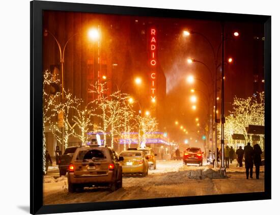 Street Scenes and Urban Night Landscape in Winter under the Snow-Philippe Hugonnard-Framed Photographic Print