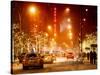 Street Scenes and Urban Night Landscape in Winter under the Snow-Philippe Hugonnard-Stretched Canvas