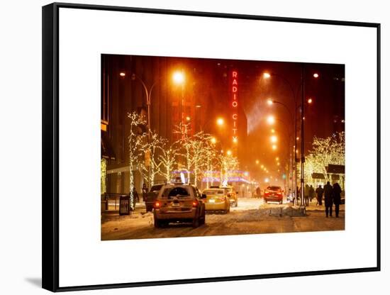 Street Scenes and Urban Night Landscape in Winter under the Snow-Philippe Hugonnard-Framed Stretched Canvas