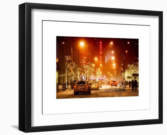 Street Scenes and Urban Night Landscape in Winter under the Snow-Philippe Hugonnard-Framed Art Print