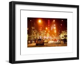 Street Scenes and Urban Night Landscape in Winter under the Snow-Philippe Hugonnard-Framed Art Print