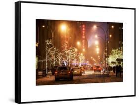 Street Scenes and Urban Night Landscape in Winter under the Snow-Philippe Hugonnard-Framed Stretched Canvas