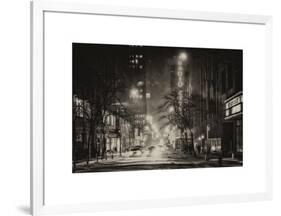 Street Scenes and Urban Night Landscape in Winter under the Snow-Philippe Hugonnard-Framed Art Print