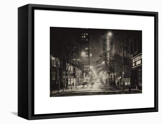 Street Scenes and Urban Night Landscape in Winter under the Snow-Philippe Hugonnard-Framed Stretched Canvas