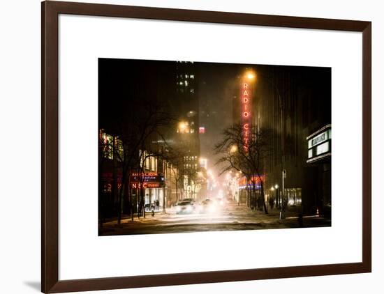 Street Scenes and Urban Night Landscape in Winter under the Snow-Philippe Hugonnard-Framed Art Print