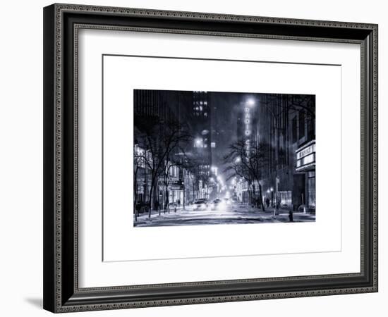 Street Scenes and Urban Night Landscape in Winter under the Snow-Philippe Hugonnard-Framed Art Print