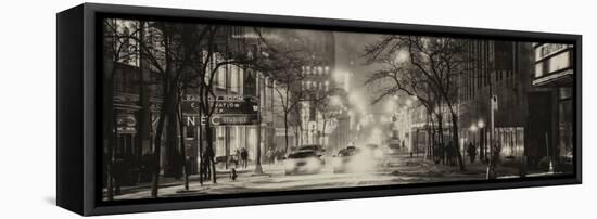 Street Scenes and Urban Night Panoramic Landscape in Winter under the Snow-Philippe Hugonnard-Framed Stretched Canvas