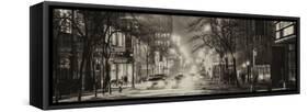 Street Scenes and Urban Night Panoramic Landscape in Winter under the Snow-Philippe Hugonnard-Framed Stretched Canvas