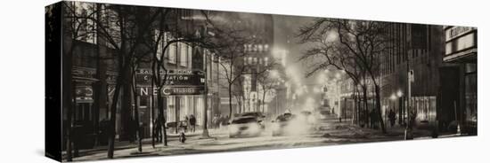 Street Scenes and Urban Night Panoramic Landscape in Winter under the Snow-Philippe Hugonnard-Stretched Canvas