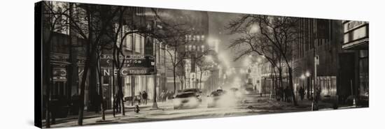 Street Scenes and Urban Night Panoramic Landscape in Winter under the Snow-Philippe Hugonnard-Stretched Canvas