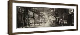 Street Scenes and Urban Night Panoramic Landscape in Winter under the Snow-Philippe Hugonnard-Framed Photographic Print