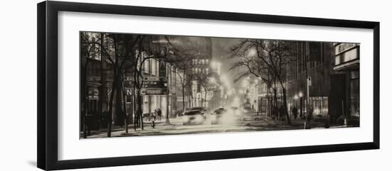 Street Scenes and Urban Night Panoramic Landscape in Winter under the Snow-Philippe Hugonnard-Framed Photographic Print