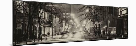 Street Scenes and Urban Night Panoramic Landscape in Winter under the Snow-Philippe Hugonnard-Mounted Photographic Print