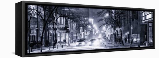 Street Scenes and Urban Night Panoramic Landscape in Winter under the Snow-Philippe Hugonnard-Framed Stretched Canvas