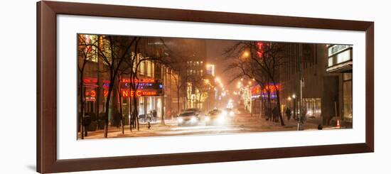 Street Scenes and Urban Night Panoramic Landscape in Winter under the Snow-Philippe Hugonnard-Framed Photographic Print