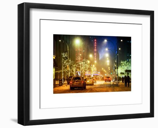 Street Scenes and Urban Nightfall Landscape in Winter under the Snow-Philippe Hugonnard-Framed Art Print