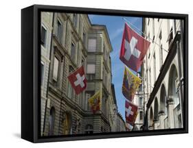 Street Scenes in Geneva Old Town, Geneva, Switzerland, Europe-Matthew Frost-Framed Stretched Canvas