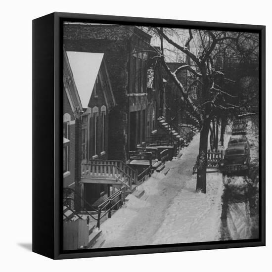 Street Scenes in the Slum Area of Chicago, Showing Tenement Houses and Dilapidated Buildings-null-Framed Stretched Canvas