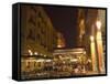 Street Side Cafe Area, Place d'Etoile (Nejmeh Square) at Night, Downtown, Beirut, Lebanon-Christian Kober-Framed Stretched Canvas