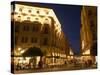 Street Side Cafe Area, Place d'Etoile (Nejmeh Square) at Night, Downtown, Beirut, Lebanon-Christian Kober-Stretched Canvas