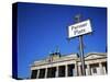 Street Sign and Brandenburg Gate, Berlin, Germany-Hans Peter Merten-Stretched Canvas